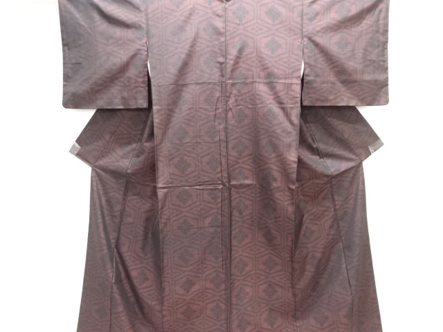 JAPANESE KIMONO / DORO OSHIMA TSUMUGI / WOVEN KIKKO WITH FLOWER